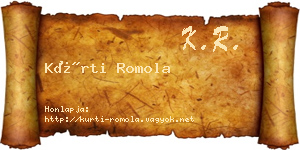 Kürti Romola névjegykártya